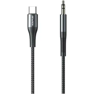 Awei CL-116L USB 2.0 Cable USB-C male - Male Jack 3.5mm Μαύρο 1m