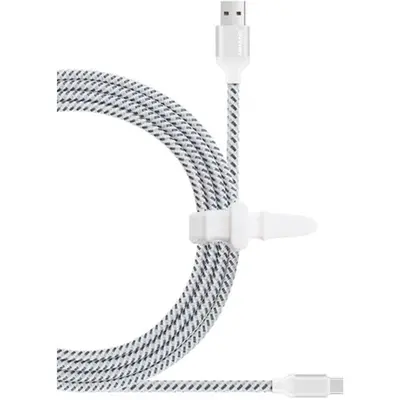QIHANG Braided USB 2.0 Cable USB-C male - USB-A male Λευκό 3m (C21)