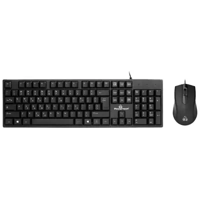 Powertech PT-1075 Eνσύρματο Σετ Πληκτρολόγιο & Ποντίκι Ελληνικό Μαύρο