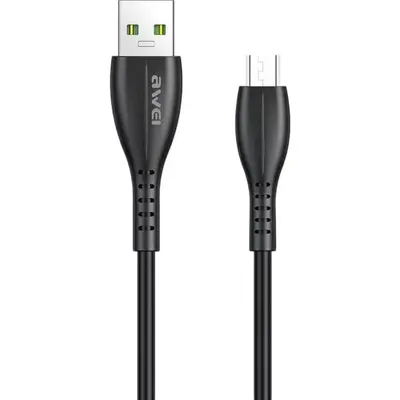 Awei CL-115M USB 2.0 Cable micro USB - USB-A male 1m Μαύρο