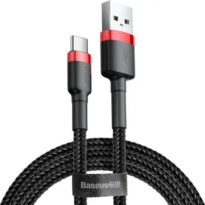 Baseus Cafule Braided USB 2.0 Cable USB-C Καλώδιο - USB-A 3A 1m Κόκκινο-Μαύρο