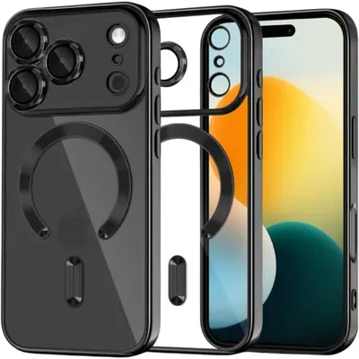 MagSafe TPU Color Chrome Case protect lens for iPhone 17 Pro Max Black