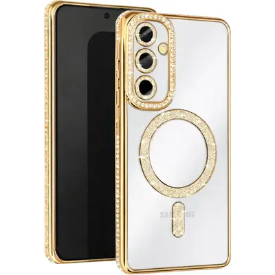 MagSafe TPU Glitter and Strass Case protect lens Samsung Galaxy A17 Gold