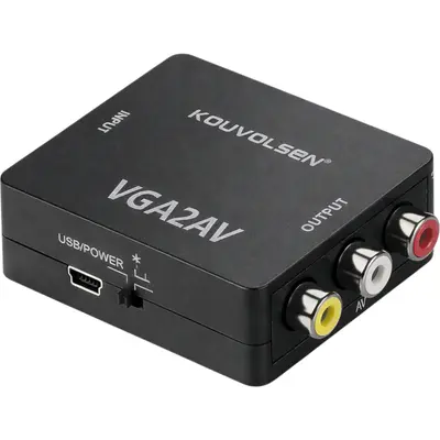 Kouvolsen KOS-12020 – Μετατροπέας VGA σε AV (RCA) με Υποστήριξη Full HD 1080p