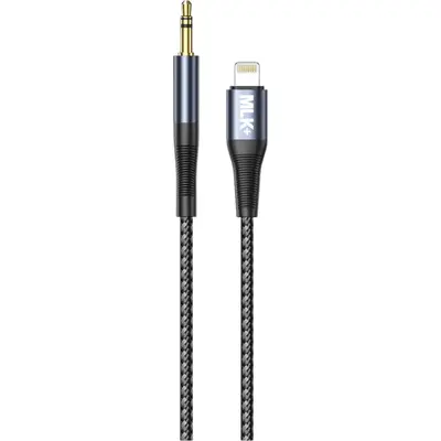 MLK+ AUX071 Braided AUX Cable 3.5mm Stereo Jack to Lightning (Male-Male) 1m