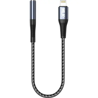MLK+ BZ60 Braided Adaptor Lightning Male to Jack 3.5mm Female 15cm
