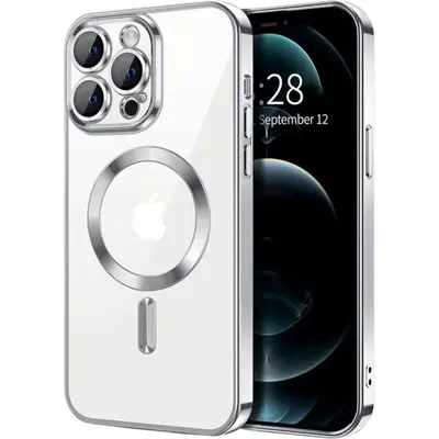 MagSafe TPU Color Chrome Case protect lens for iPhone 14 Pro Max Silver