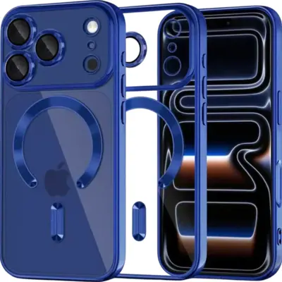 MagSafe TPU Color Chrome Case protect lens for iPhone 17 Pro Max Deep Blue