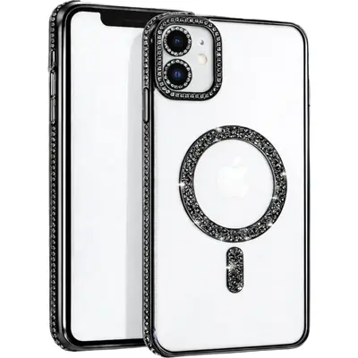 MagSafe TPU Glitter and Strass Case protect lens for iPhone 11 Black