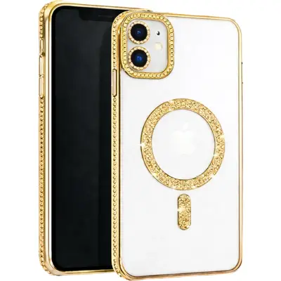 MagSafe TPU Glitter and Strass Case protect lens for iPhone 11 Gold