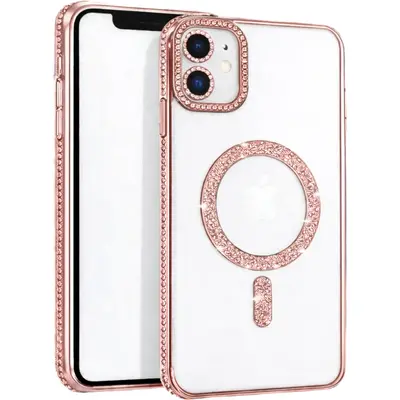 MagSafe TPU Glitter and Strass Case protect lens for iPhone 11 Rose Gold