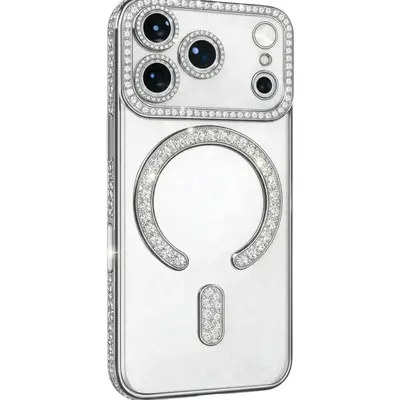Obastyle Glitter MagSafe Case protect lens for iPhone 17 Pro Max Silver