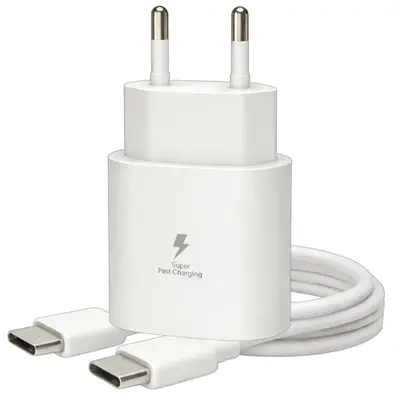Travel adapter Wall 25W USB-C & Cable USB-C Super Fast Charging Λευκό