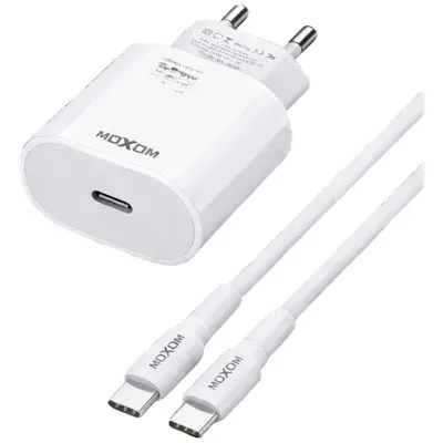 Moxom MX-HC151 Φορτιστής με Θύρα USB-C και Καλώδιο USB-C - USB-C 20W Λευκός