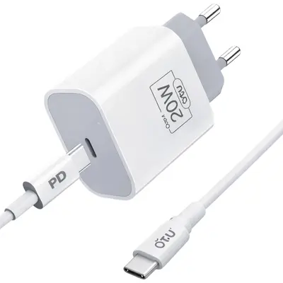Otu KT06-C Φορτιστής με Θύρα USB-C και Καλώδιο USB-C - USB-C 20W Λευκός