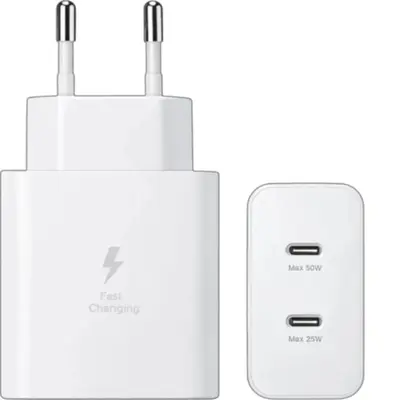 Travel adapter Wall 50W Χωρίς Καλώδιο με 2 Θύρες USB-C Λευκός