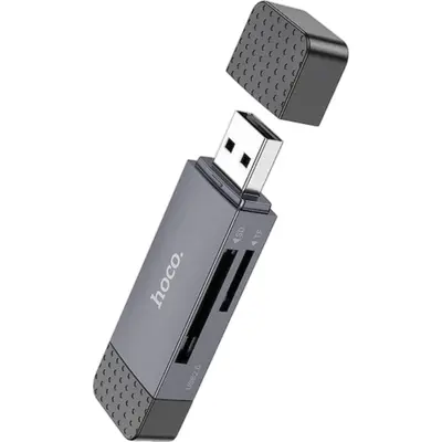 Hoco Card Reader 2in1 Usb A + Type C 2.0 Metal Gray