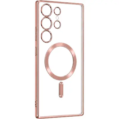 MagSafe TPU Color Chrome Case protect lens for Samsung Galaxy S24 Ultra Rose Gold