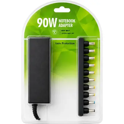Universal Φορτιστής Laptop 90W 18.5V 1.8A με Αποσπώμενο Καλώδιο Τροφοδοσίας και με σετ βυσμάτων