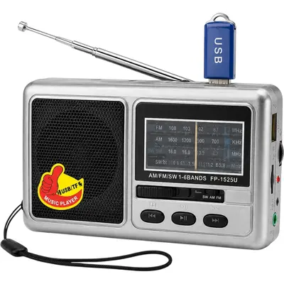 Zepe FP-1525U Φορητό Ραδιόφωνο AM/FM/SW 8 Μπαντών με USB, TF Card & LED Φακό