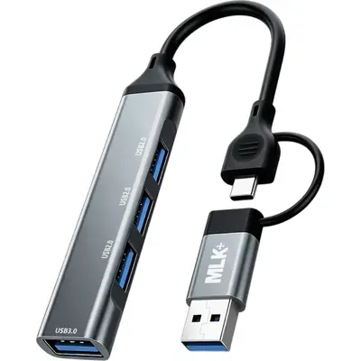 MLK+ CX001 4-in-1 Compact Hub with USB-A and USB-C