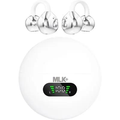 MLK+ Q71 AI Ear-Clip Bluetooth Ακουστικά με LED Οθόνη & Μετάφραση σε Πραγματικό Χρόνο White