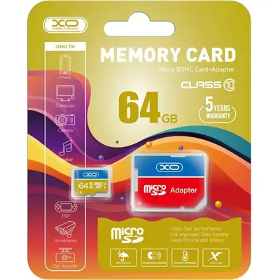 XO microSDXC Memory Card 64GB Class 10 with SD Adapter