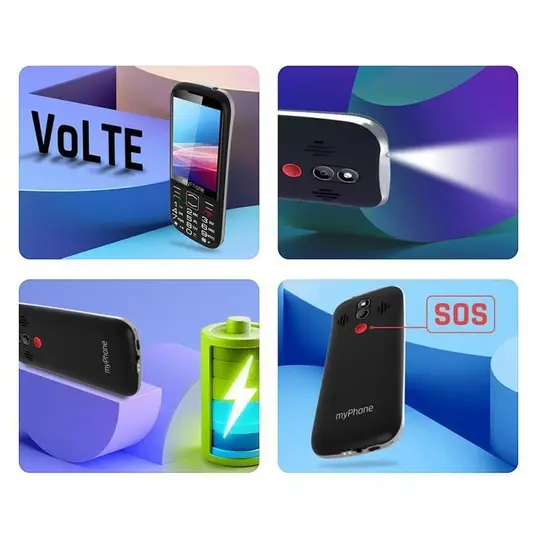 MyPhone Halo 4 LTE Κινητό με Μεγάλα Κουμπιά (Dual SIM) Μαύρο