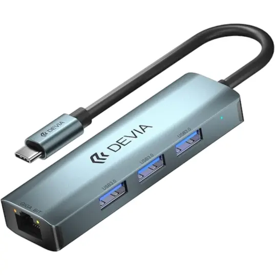 Devia USB 3.0 Hub 4 Θυρών με σύνδεση USB-C Γκρι