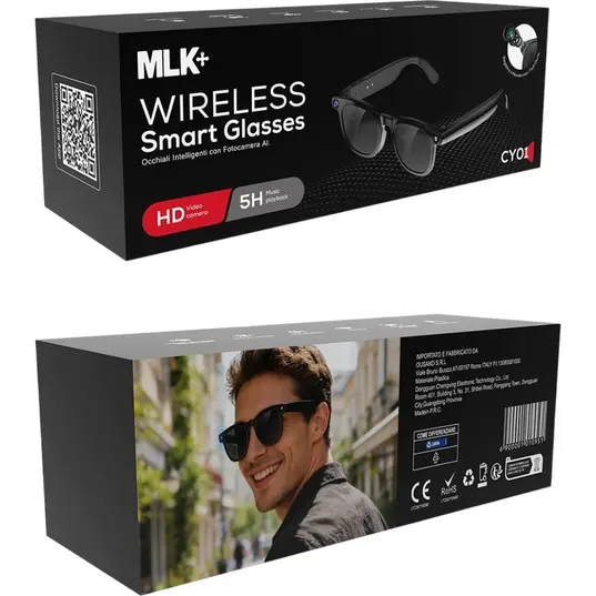 MLK+ CY01 AI Smart Glasses με Κάμερα 8MP, Bluetooth & Μετάφραση σε Πραγματικό Χρόνο Black
