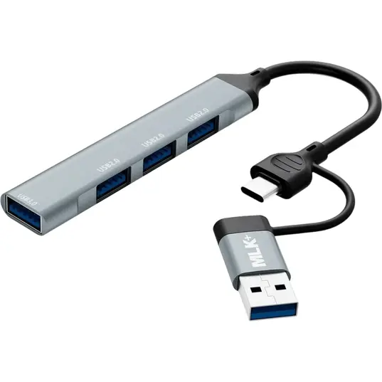 MLK+ CX001 4-in-1 Compact Hub with USB-A and USB-C